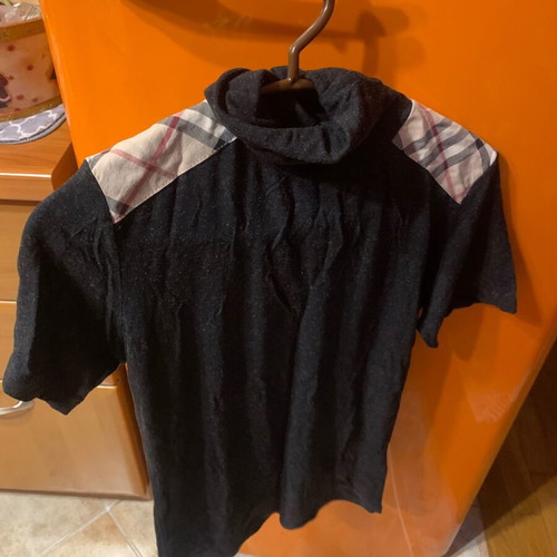 Grey Zara short-sleeve turtleneck like new with checkered details