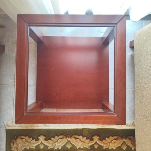 Coffee table used with missing glass top and minor scratches