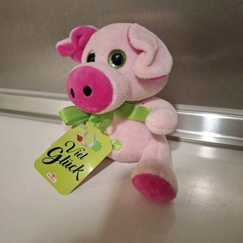 Good Luck plush pig new with horseshoe and ribbon