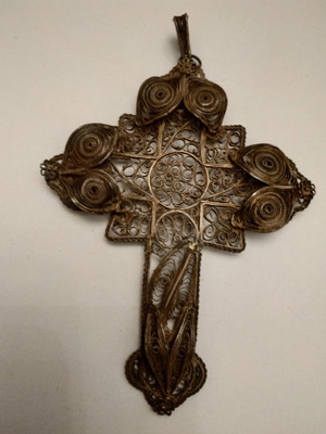 Vintage Tin Filigree Cross from Ioannina made to order