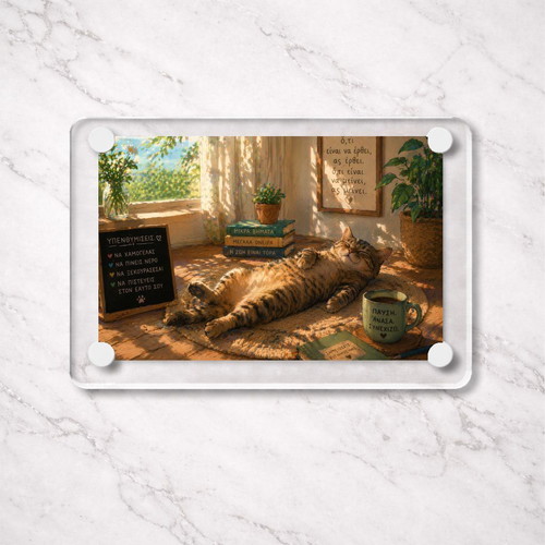 Acrylic fridge magnet "Relaxation Reminders" Cozy Cat new