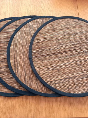 Bamboo Placemats set of 4 new with fabric and cardboard backing