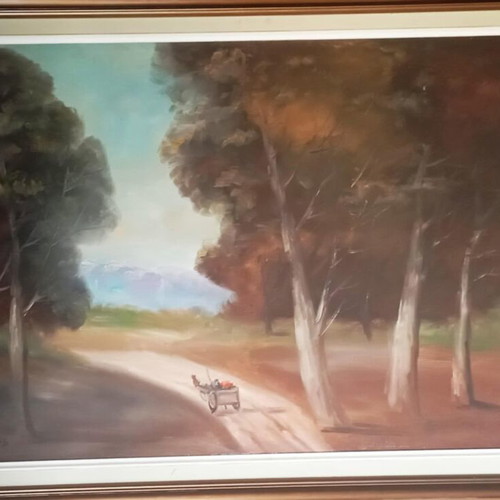 A. Leukadios oil painting 77x117 like new, signed, with frame