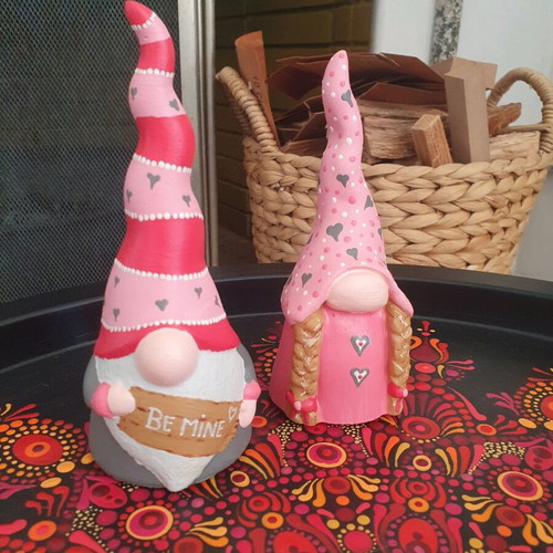 Handmade Valentines Gnomes set from gypsum