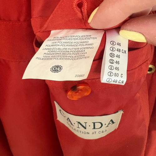 Canda jacket like new, red, size 48