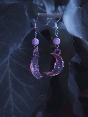 Pink moon earrings new, silver plated with 925 silver