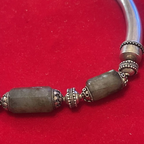 Silver 925 necklace with semi-precious stones vintage used