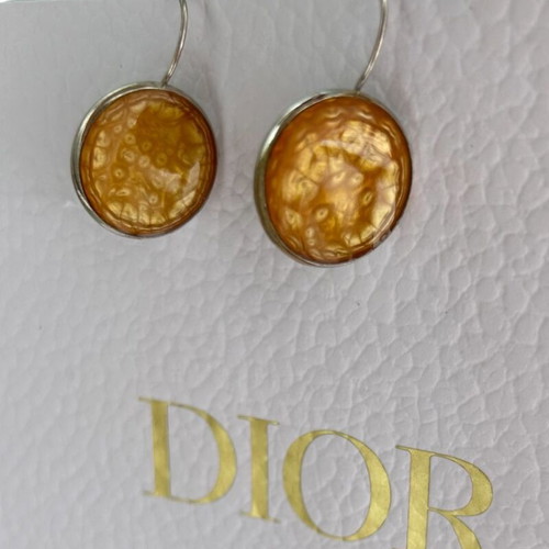 Handmade dangling earrings with warm gold-orange interior, like new