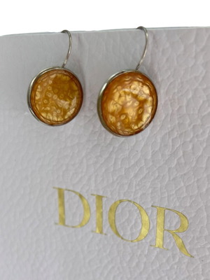 Handmade dangling earrings with warm gold-orange interior, like new