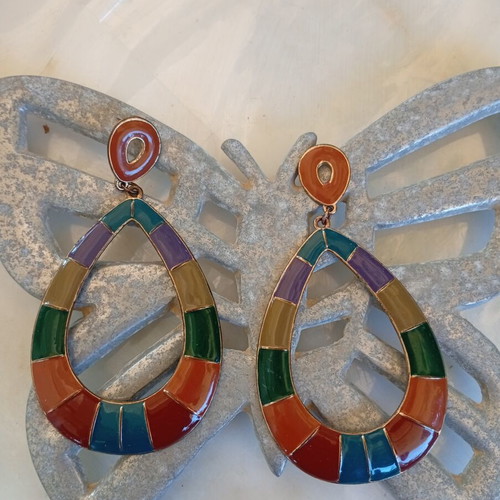 Boho large colorful earrings