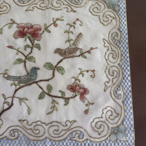 Handmade Embroidered Decorative Silk Table Linen 46x46 cm