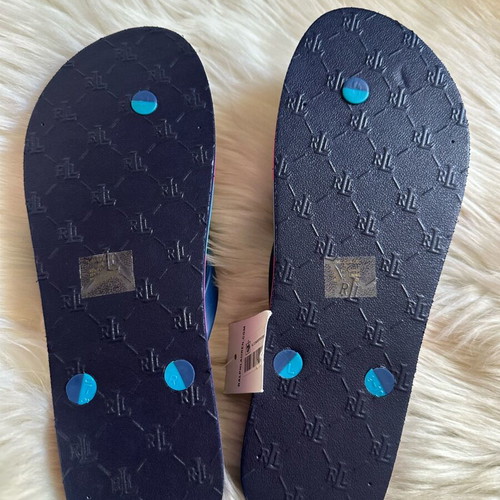 Ralph Lauren flip flops new, size 39/40, blue and pink