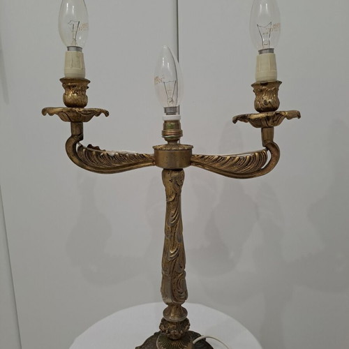 Bronze vintage table lamp used with three E14 bulbs