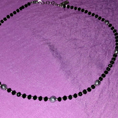 Ozze necklace used with steel details and black crystals