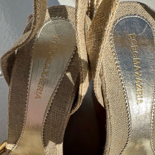 BCBG Max Azria wooden platform sandals with rope laces size 38 like new