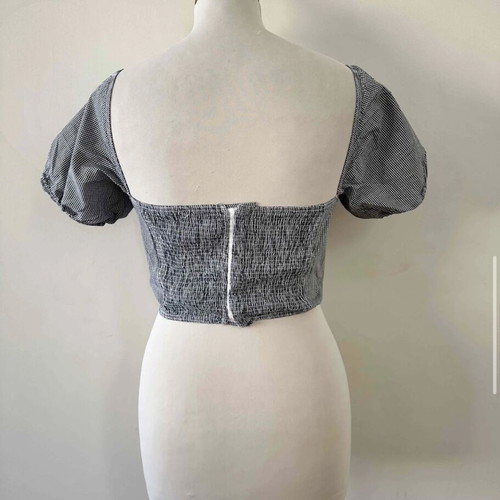 Vintage gingham bustier crop top with puff sleeves, like new