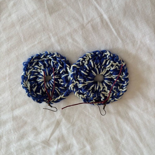 Handmade hanging knitted earring like new