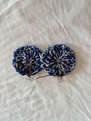 Handmade hanging knitted earring like new