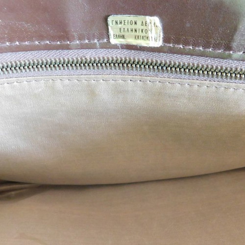 Vintage suede shoulder bag used with gold chain brown