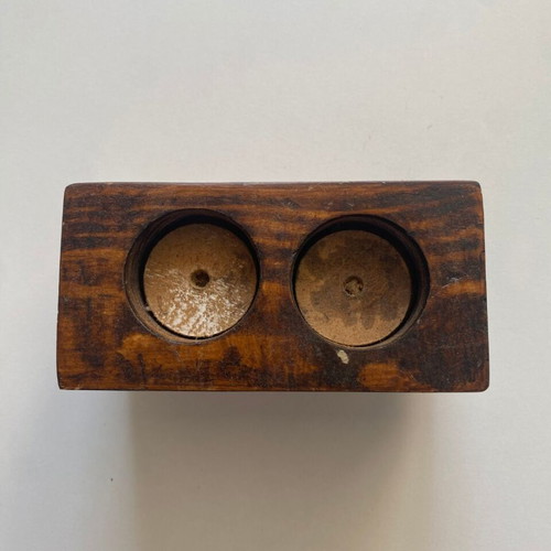 Rustic wooden candle holders set of 3 used, handcrafted minimal style