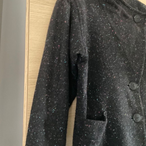 Women's black coat with colorful weaving, like new, size XL