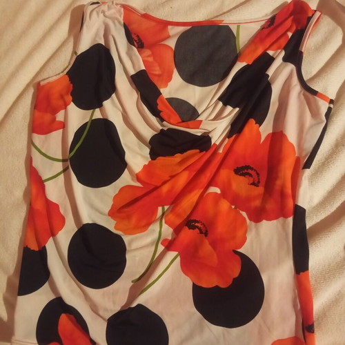 Raxevsky blouse XL like new, white and red