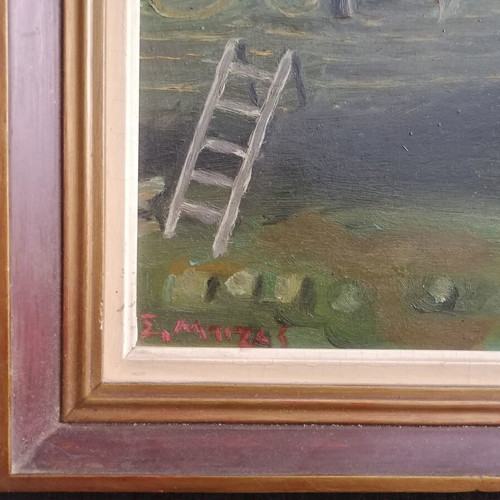 Painting Karnagio oil on hardboard used, framed by artist Mpiza