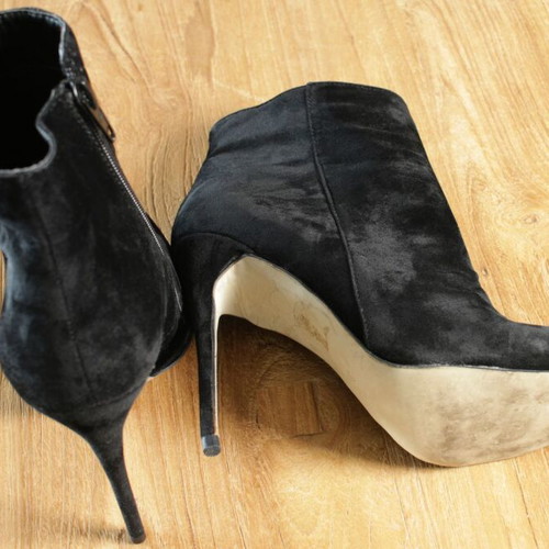 Public Desire black suede ankle boots new, 12 cm stiletto heel