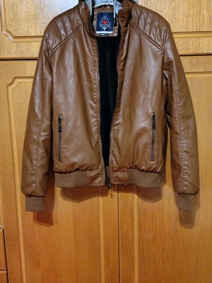 Men's biker style jacket used, brown, size M in excellent condition