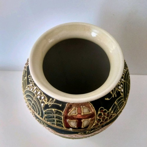 Satsuma vase set of 2 and candle holder used