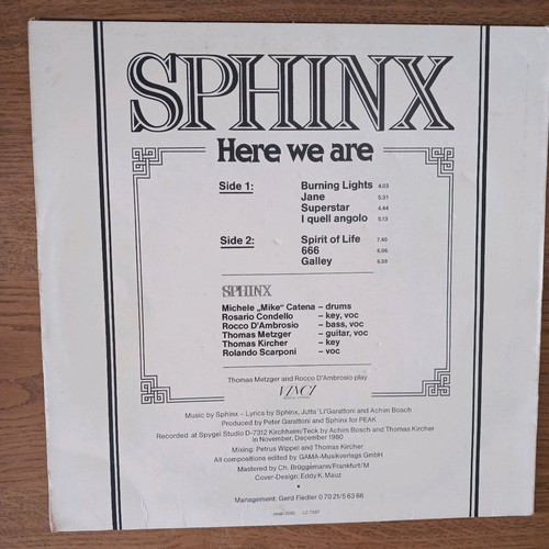 Sphinx Here We Are vinyl record used, rock