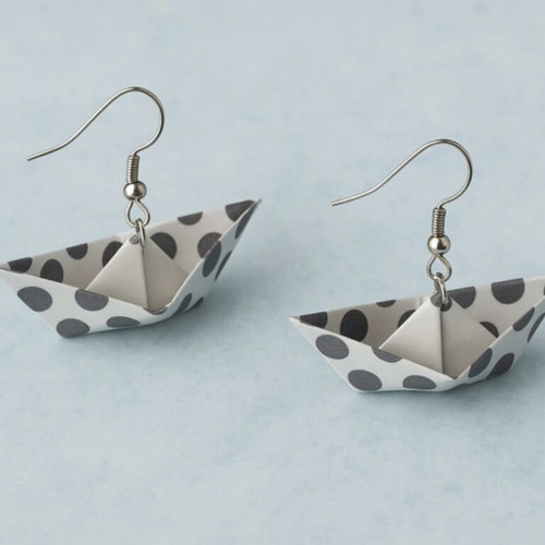 Handmade boat earrings with 925 silver, new
