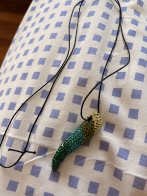 Statement Cornicello Pendant with Multicolor Rhinestones