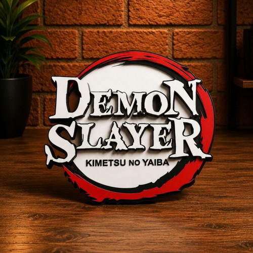 Demon Slayer Logo White Letters New 3D Printed Decor