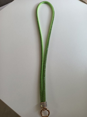 Lanyard with rhinestones like new, green for phone or keys