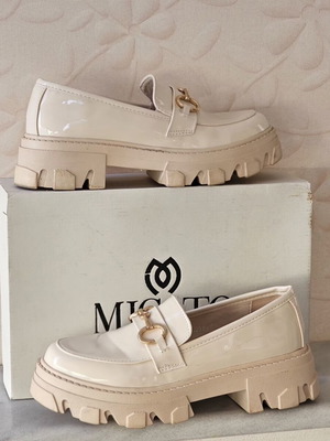 Migato beige chunky patent loafers, size 37