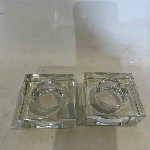 Glass candle holders set of 2 used, 2.5x7.5 cm