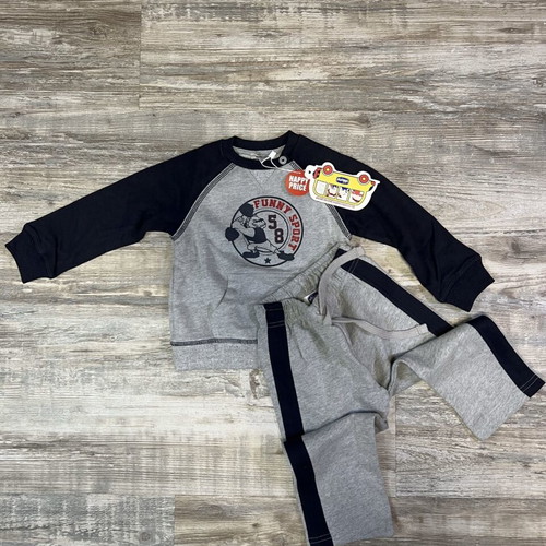 Chicco Baby Tracksuit Set Grey/Black Raglan Top and Joggers Size 80/15M NWT