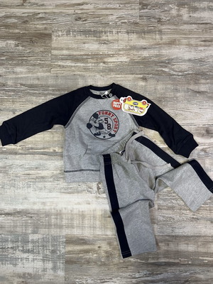 Chicco Baby Tracksuit Set Grey/Black Raglan Top and Joggers Size 80/15M NWT