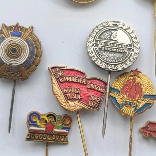 Yugoslavia Serbia King Alexander I Metal Stick Pin Badges Lot of 13 used