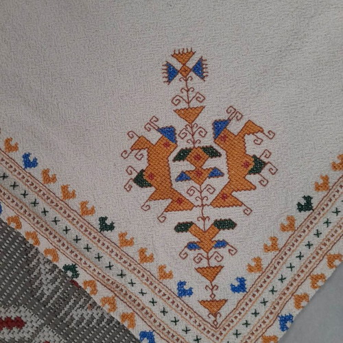 Tablecloth with Byzantine design new, rustic etamine 90x90cm
