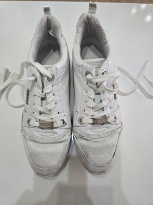 Guess women's sneakers size 38 used, white with gold details