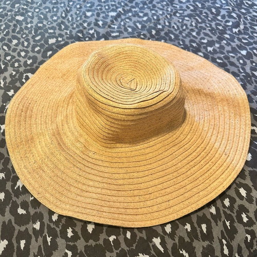 Straw hat with wide band new, beige size 57