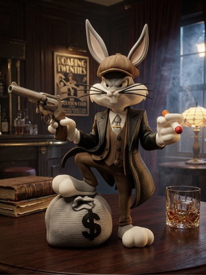 Φιγούρα Bugs Bunny σε στυλ μαφία 50εκ. καινούργιο