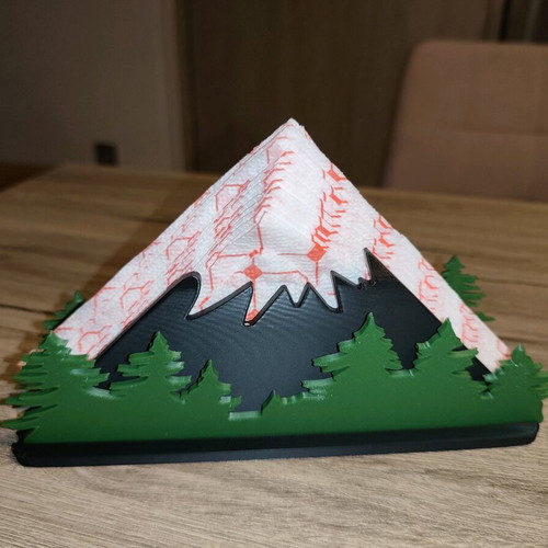 Mountain Forest 3D Art Design Handmade Napkin Holder new