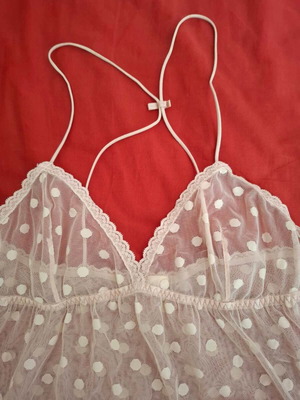 Oysho transparent babydoll dress used with nude/pink polka dots