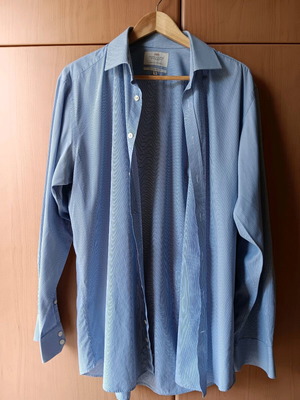 Hawes & Curtis men's striped shirt used, blue, size L