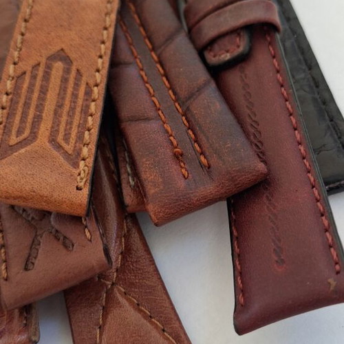 Leather retro watch straps set of 10 like new, various sizes