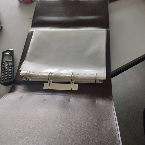 Vintage briefcase with slides like new, brown leatherette hard cover