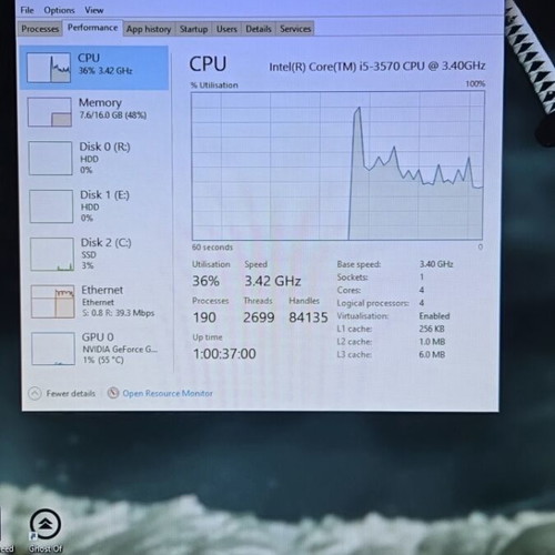 Dell Optiplex 7010 i7 2600 desktop used, 16GB RAM, 1050ti GPU, SSD and HDD